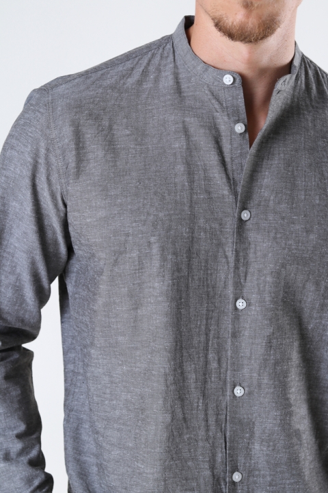 Selected SLHREGNEW-LINEN SHIRT LS CHINA W Black Olive