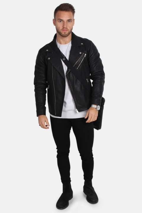 Selected Scott Læder Biker Jacka Camp Black