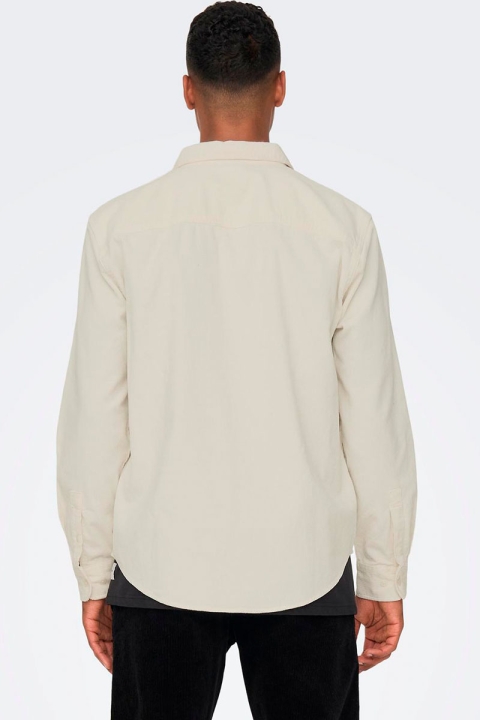 ONLY & SONS ONSALP RLX 2PKT WASHD CORD LS SHIRT NOOS Cloud Dancer