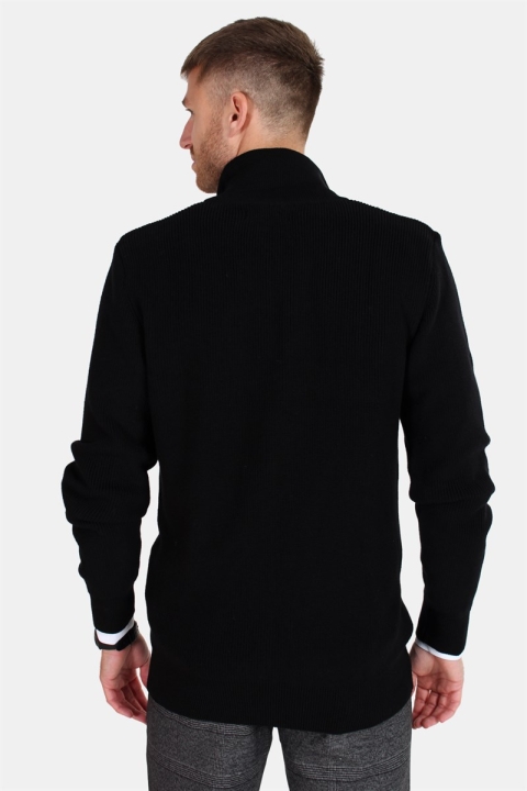 Clean Cut Osin Zip Cardigan Sticka Black