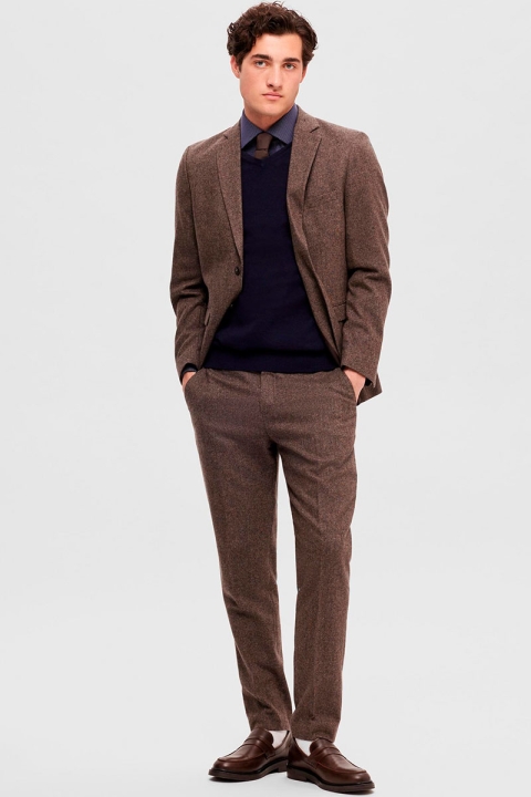 Selected Berg Knit V-Neck LS Navy Blazer