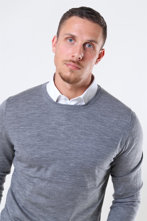 Jack & Jones Mark Merino Knit Crewneck Grey