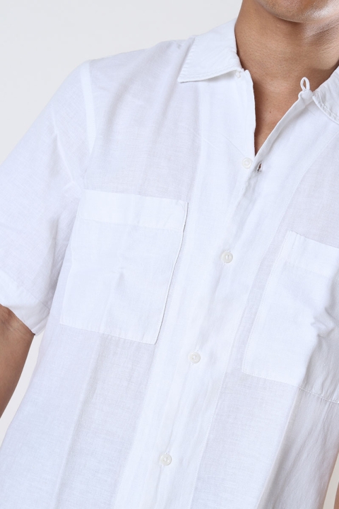 Jack & Jones Camp Linen Resort Shirt SS Bright White