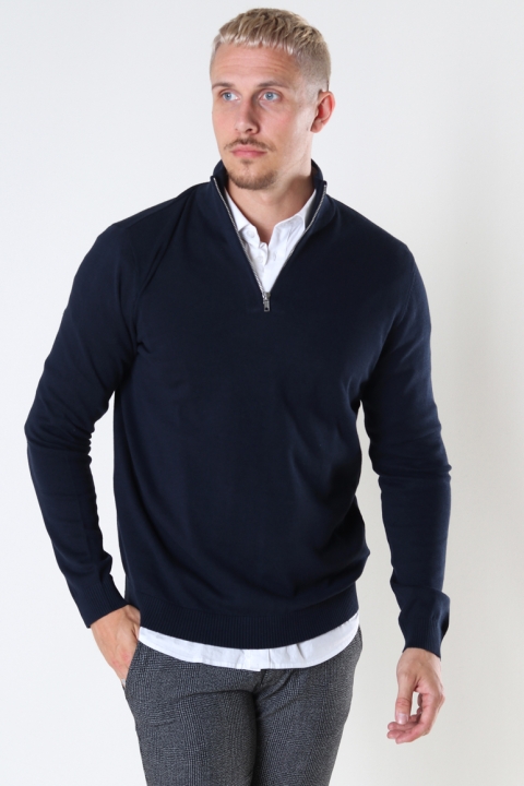 Jack & Jones JJEBASIC KNIT HALF ZIP NOOS Navy Blazer