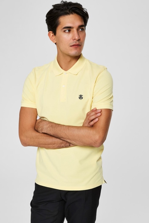 Selected Aro S/S Embroidery Polo Skjorta W Noos Mellow Yellow