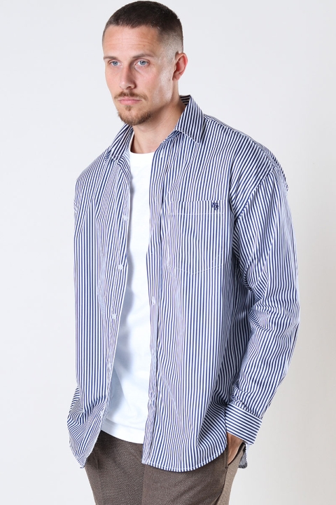 Woodbird Stoll Stripe Shirt Blue-White