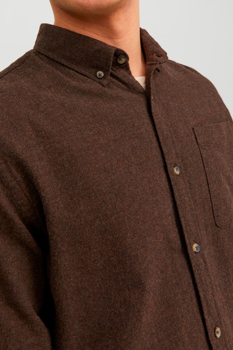 Jack & Jones Classic Melange Shirt L/S Seal Brown