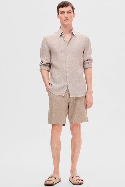 Selected Regular Brody Linen Shorts Toffee