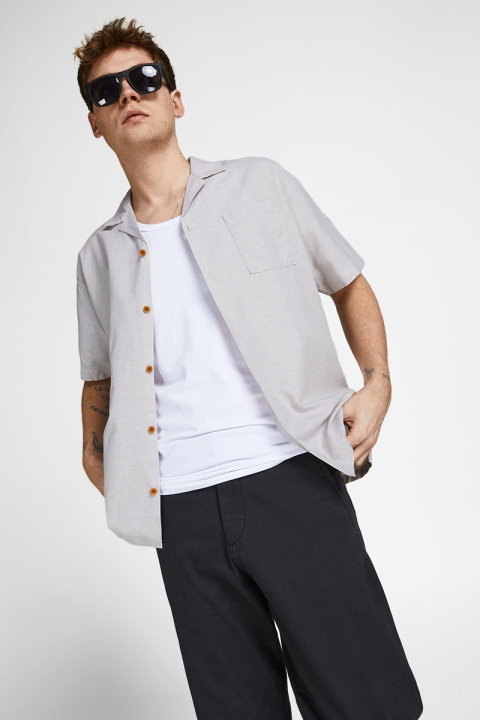 Jack & Jones JJESUMMER RESORT SHIRT S/S S22 SN Crockery RELAX FIT