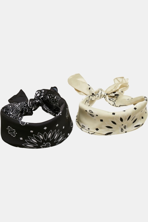 Urban Classics Satin Bandana 2-Pack Black/Lemon