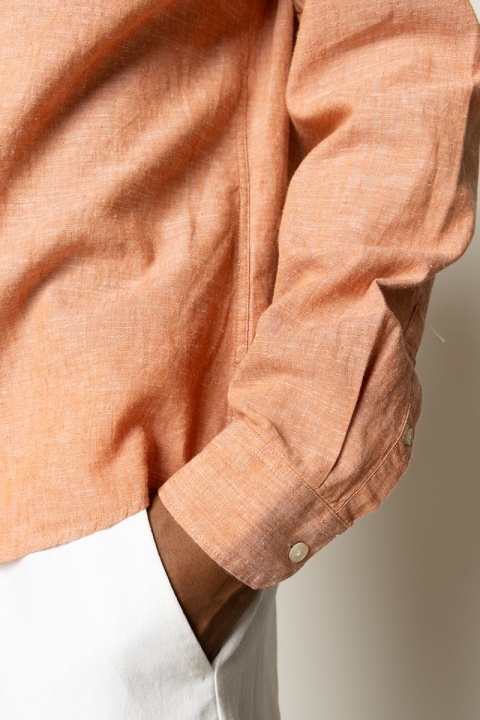 Clean Cut Copenhagen Jamie Cotton Linen Shirt LS Orange Melange