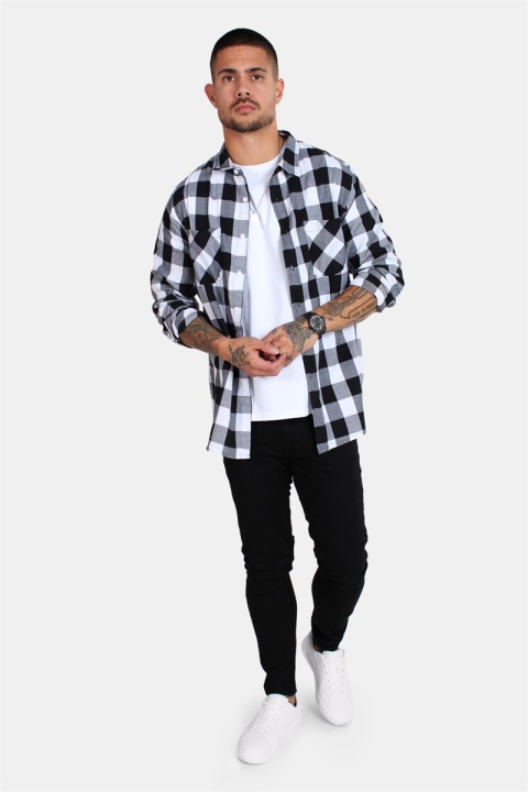 URBAN CLASSICS Checked Flanell Skjorta Black/White