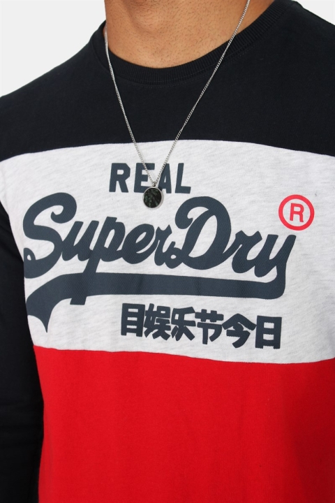 Superdry Vintage Logo Panel L/S T-shirt Navy/Red/Grey