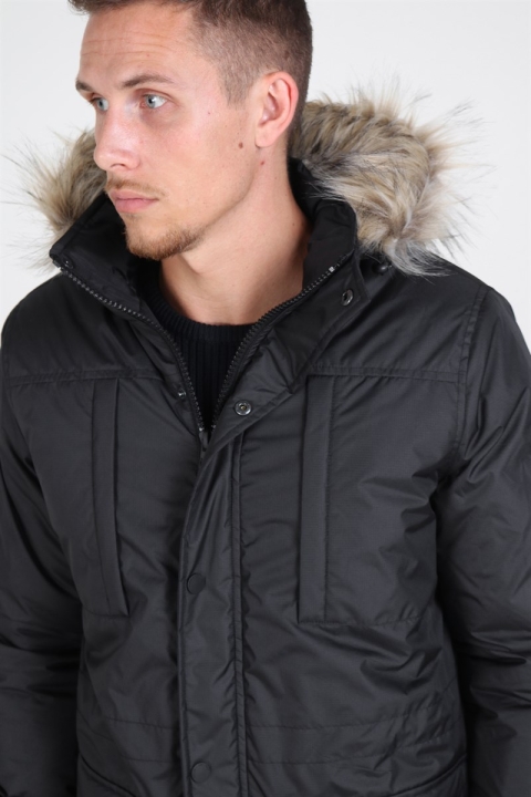 Solid Decker Parka Jacka Black