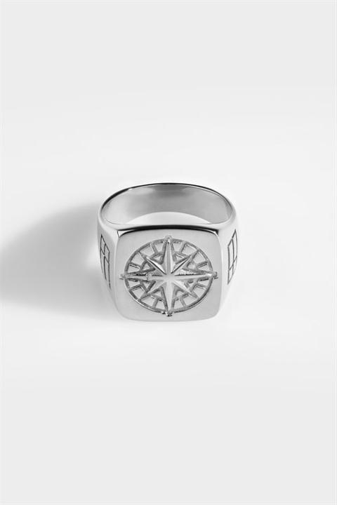 Northern Legacy Oversize Compass Ringa Silver