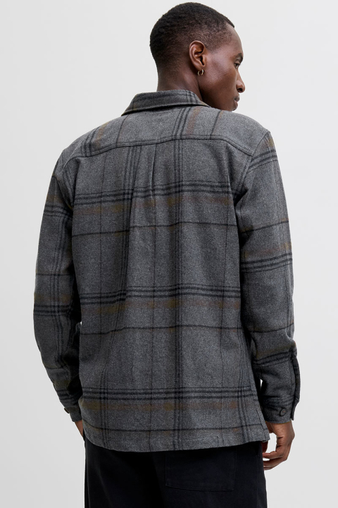 Jack & Jones Rayle Melange Check LS Overshirt Dark Grey