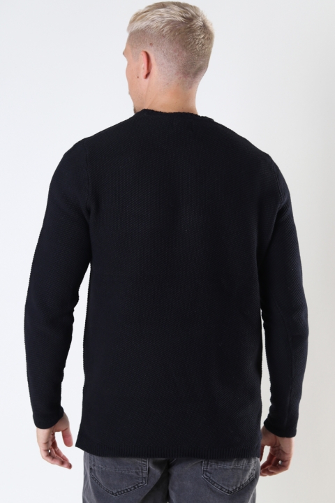 ONLY & SONS ONSDAN LIFE 7 STRUCTURE CREW NECK Black