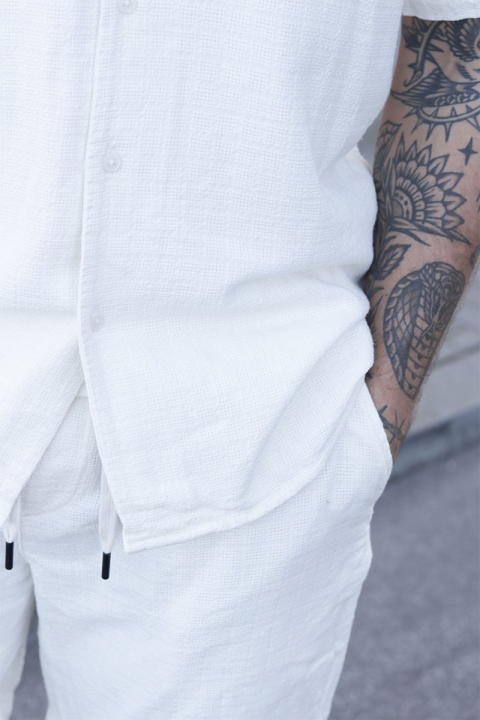 ONLY & SONS Latham Resort Linen Structure Shirt Cloud Dancer