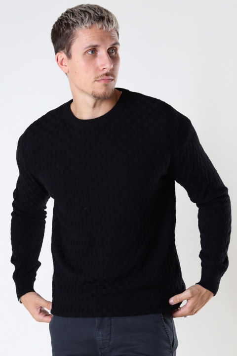 Kronstadt Bertil Cotton crew neck knit Black