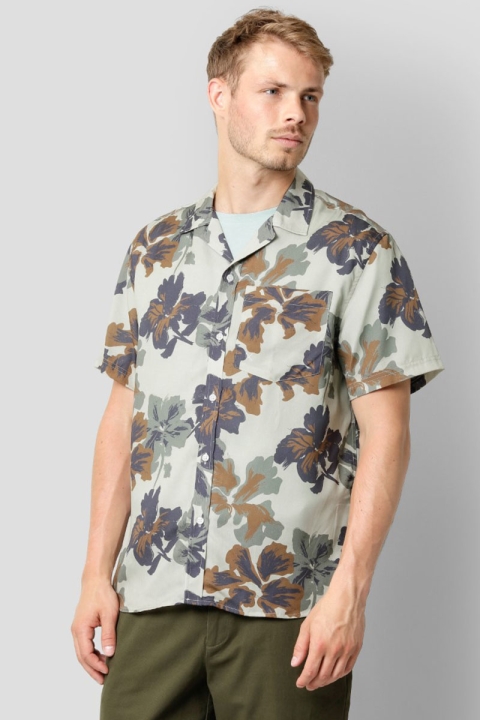 Clean Cut Copenhagen Bowling Daniel Shirt SS Khaki Flowers