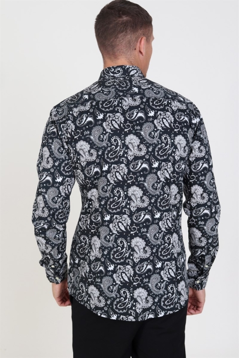 Only & Sons Frederik L/S Paisley Stretch Skjorta Black