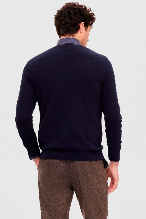 Selected Berg Knit V-Neck LS Navy Blazer