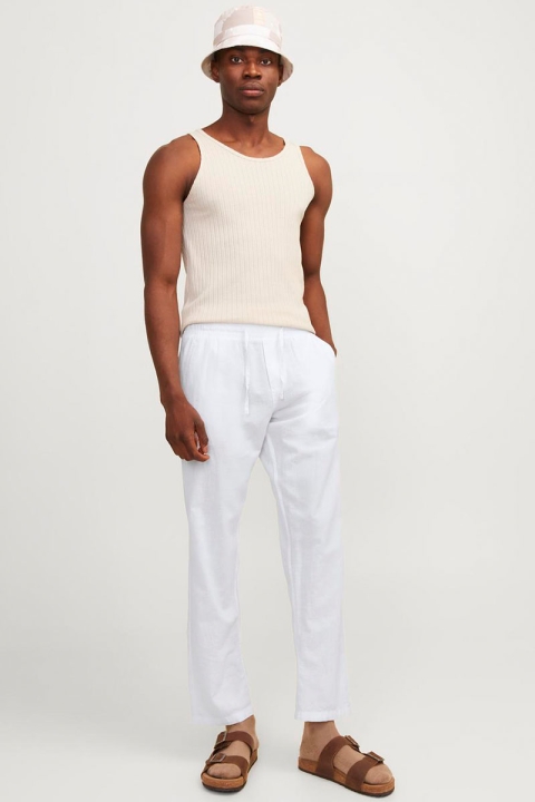 Jack & Jones Kane Summer Linen Jogger Pants Bright White