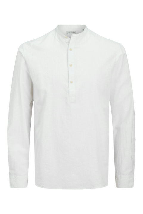 Jack & Jones Summer Half Placket Shirt Ls White