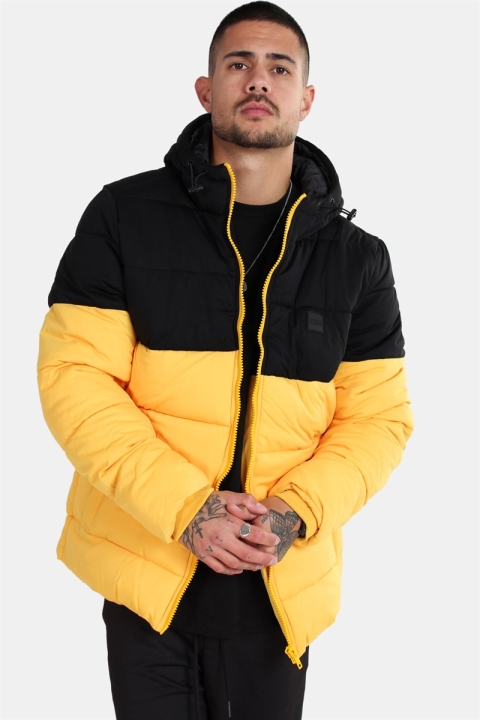 Urban Classics Hooded 2-Tone Puffer Jacka Chrome Yellow/Black