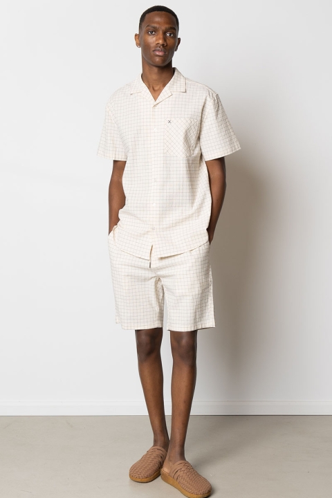 Clean Cut Copenhagen Barcelona Miguel Seersucker Shorts Ecru/Black Check