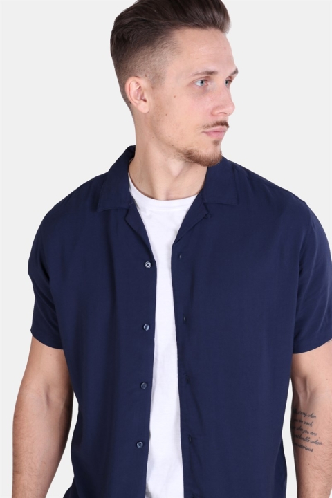 Jack & Jones Randy Resort Skjorta S/S Solid Navy Blazer