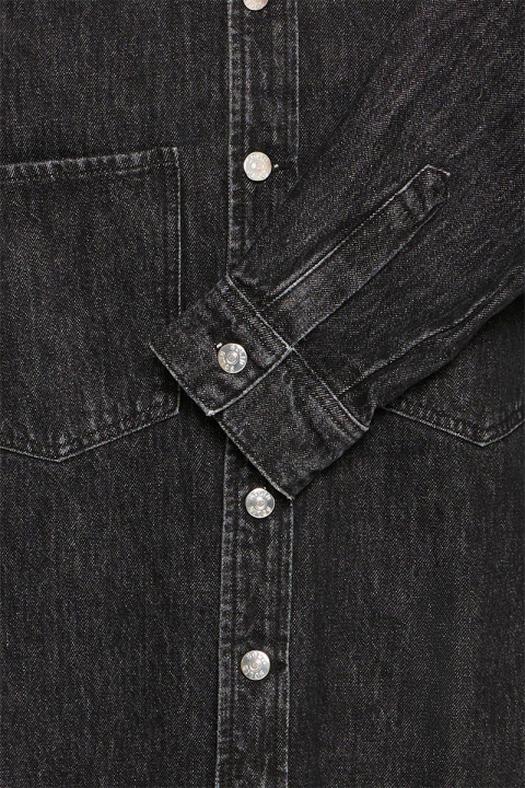 Solid Rip Overshirt  Black Denim