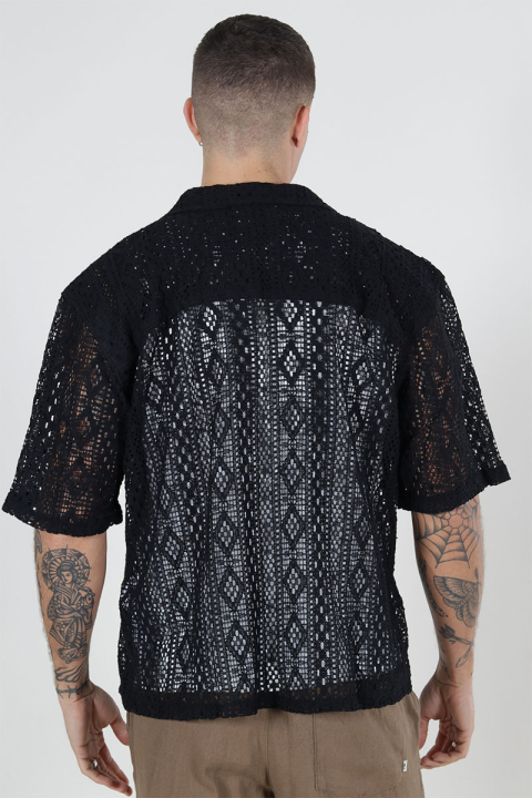 ONLY & SONS Novak Relax Resort SS Lace Shirt Black