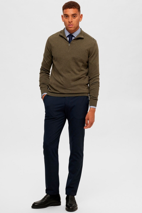 Selected Berg Knit Half Zip Ivy Green