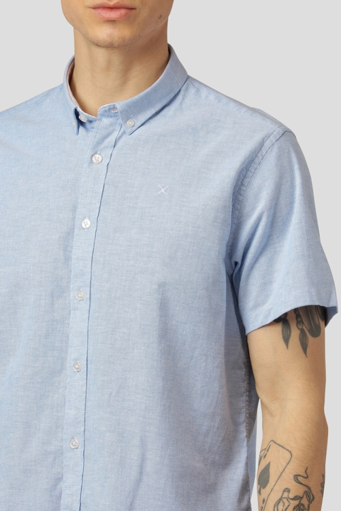 Clean Cut Copenhagen Oxford Stretch SS Shirt Light Blue