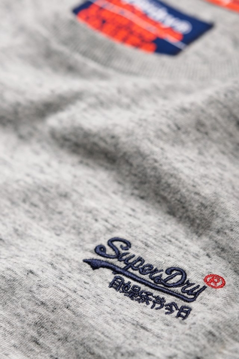 Superdry O L Eng'D Baseball L/S T-shirt Varsity Silver Grit