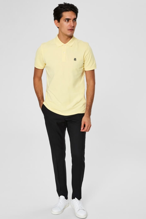 Selected Aro S/S Embroidery Polo Skjorta W Noos Mellow Yellow