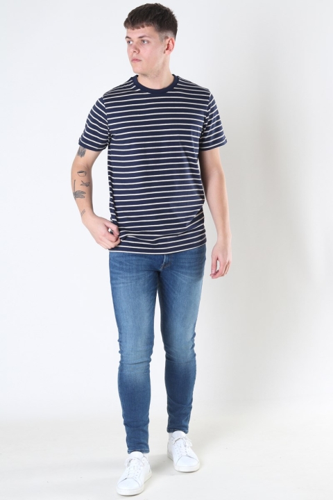 Jack & Jones Striped Tee Crewneck Navy Blazer