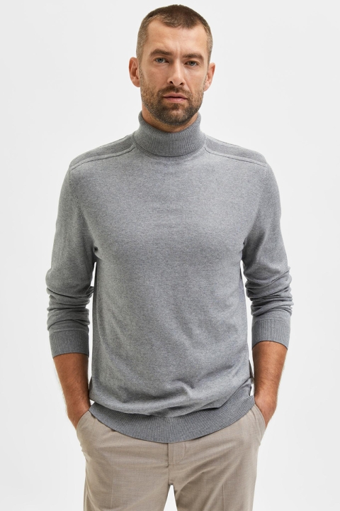 Selected BERG ROLL NECK Medium Grey Melange