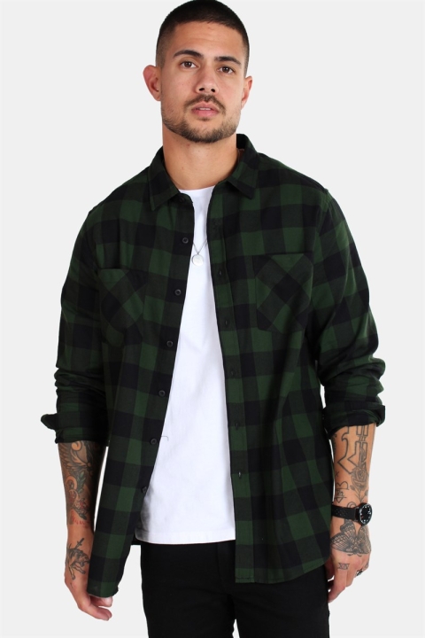 URBAN CLASSICS Checked Flanell Skjorta Black/Forest