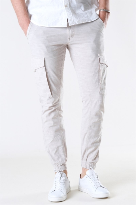 Jack & Jones Paul Flake Linen Cargo Pants Silver Birch