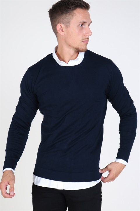 Tailored & Originals Mont O-neck Sticka Insignia Blue