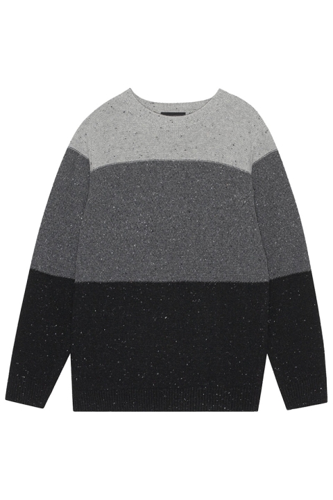 Clean Cut Copenhagen Tim O Neck Knit Grey mix