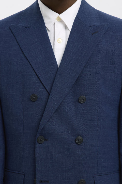 Selected Oasis Linen DB Blazer Dark Navy