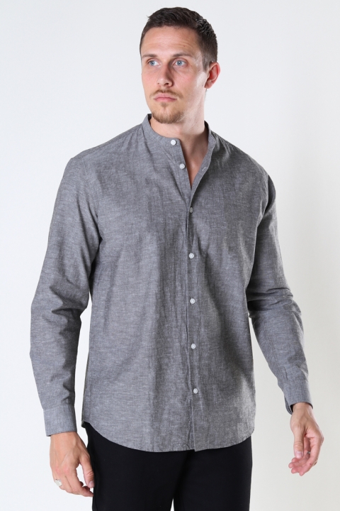 Selected SLHREGNEW-LINEN SHIRT LS CHINA W Black Olive