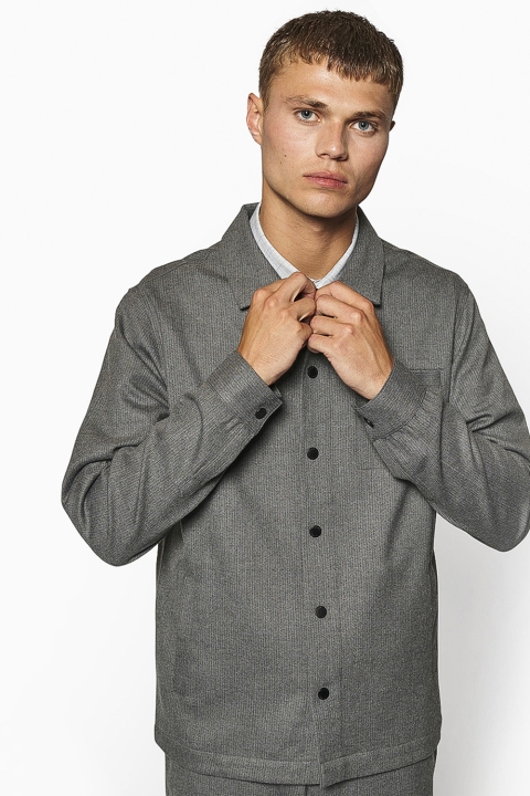 Woodbird Brenti Pin Shirt Antra Grey