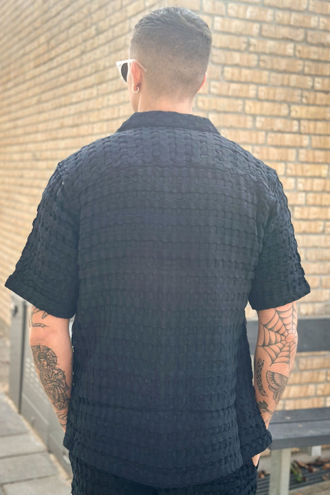ONLY & SONS Braddock Regular SS Resort Waffle Shirt Jet Black
