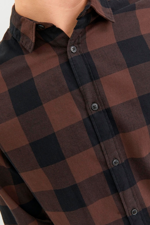 Jack & Jones Gingham Twill Shirt L/S Seal Brown