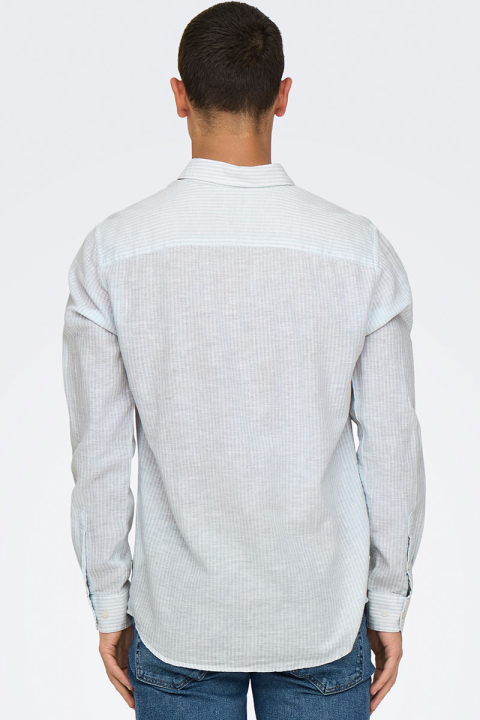 ONLY & SONS Caiden LS Stripe Linen Shirt Cashmere Blue