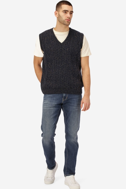 Clean Cut Copenhagen Roberto V-Neck Knit Vest Navy Mix